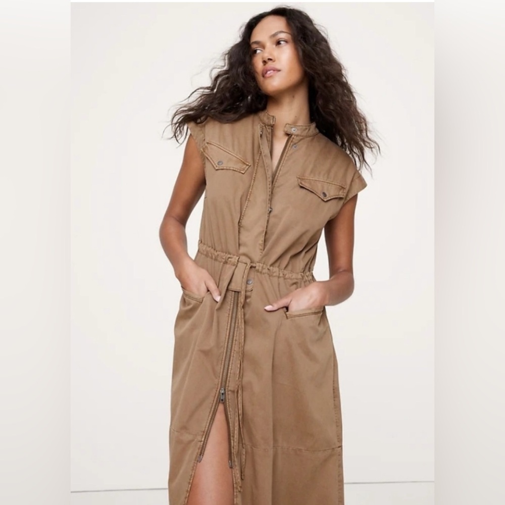 BANANA REPUBLIC COTTON TWILL UTILITY MAXI DRESS